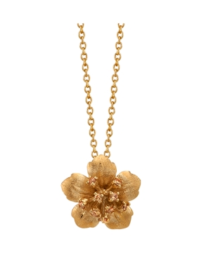 image of David Tutera Gold Flash Plated Clear Cubic Zirconia Flower Pendant Necklace, 16