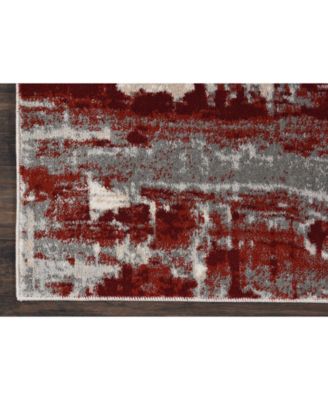 Samuel SAM14 Ivory, Red 2'2" x 7'6" Runner Rug