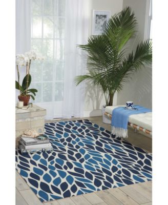 Backyard BAC094 Blue 4'4" x 6'3" Outdoor Area Rug