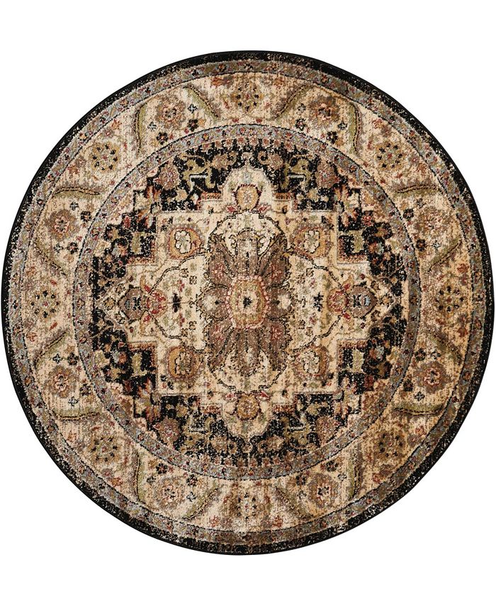 Long Street Looms Modino Mod05 Black 5, Black And Gold Round Area Rugs