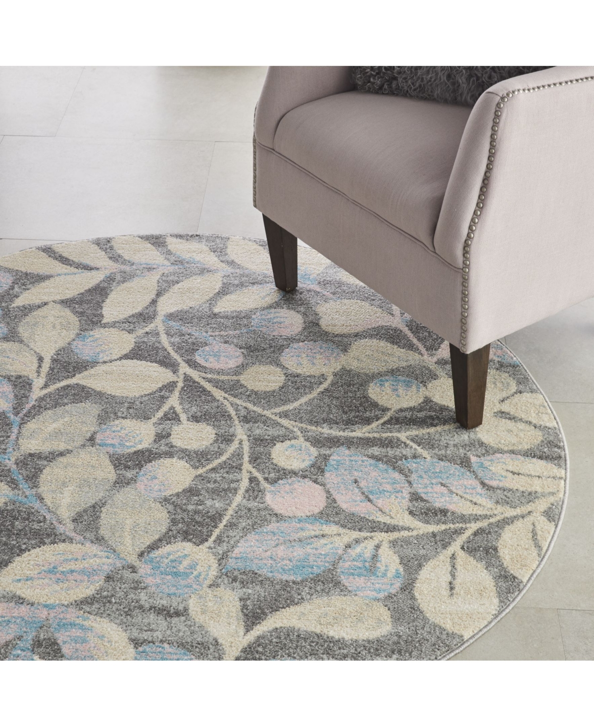 Long Street Looms Peace PEA03 Gray 5'3" Round Area Rug
