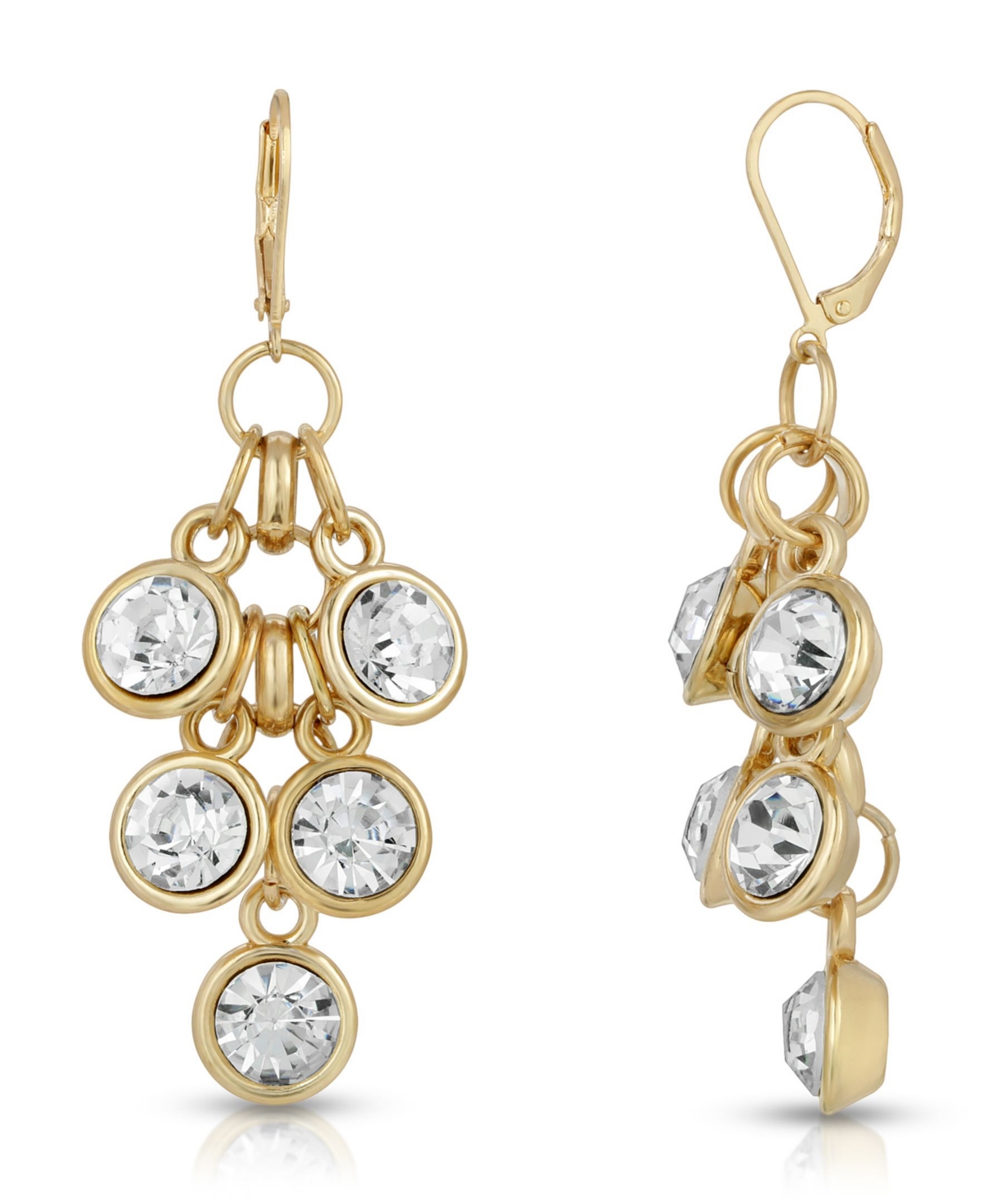 2028 Gold-tone Crystal Cluster Drop Earrings In Clear