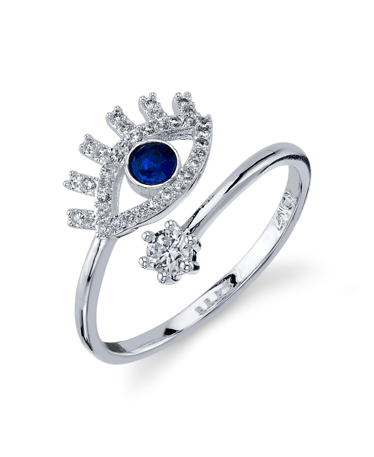 Silver Plated Cubic Zirconia Evil Eye Wrap Around Ring - Silver