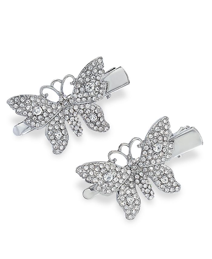 INC International Concepts 2Pc. SilverTone Crystal Butterfly Hair