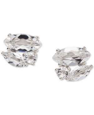 image of Ava Nadri Silver-Tone Crystal Cluster Stud Earrings