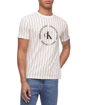 Calvin Klein Jeans - Men's Pinstripe Monogram Logo Graphic Tee