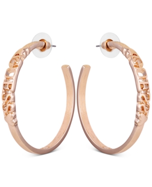 image of Guess Gold-Tone Medium Logo C-Hoop Earrings, 1.75