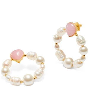 image of Kate Spade New York Gold-Tone Semi-Precious Stone & Imitation Pearl Door Knocker Earrings