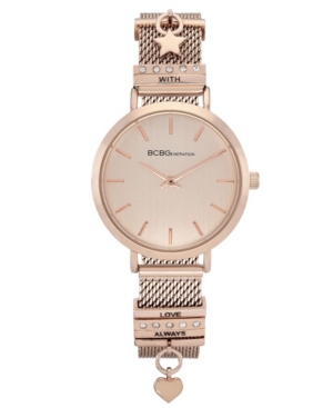 image of BCBGeneration Ladies 2 Hands Slim Rose Gold-Tone Mesh Watch, 34 mm Case