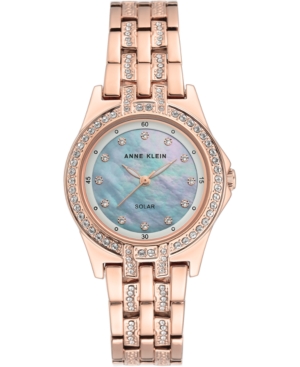 image of Anne Klein Women-s Considered Solar Powered Rose Gold-Tone Bracelet Watch 31.5mm