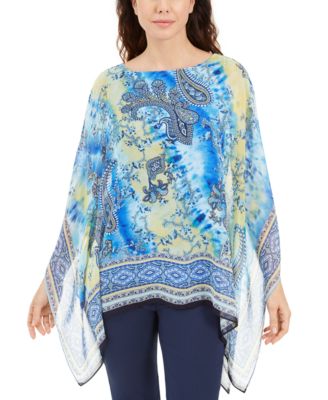 JM Collection Printed Studded Poncho, Created For Macy's - Macy's