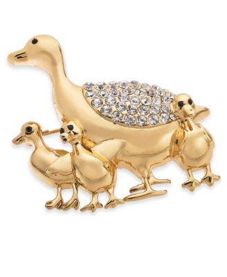 Charter Club - Gold-Tone Crystal Duck Pin