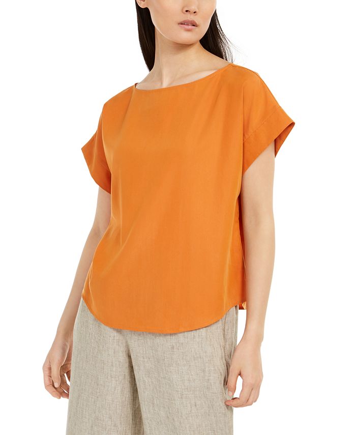 Eileen Fisher Relaxed BoatNeck CapSleeve Top Macy's