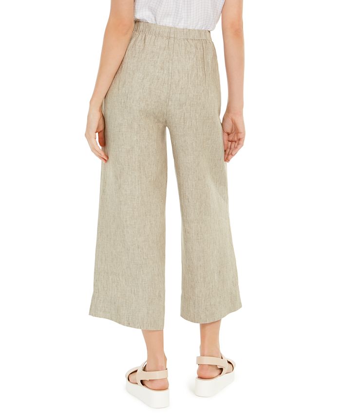 Eileen Fisher Organic Linen Cropped Pants - Macy's