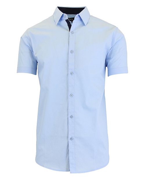 Galaxy By Harvic Men S Slim Fit Short Sleeve Solid Dress Shirts Reviews Casual Button Down Shirts Men Macy S