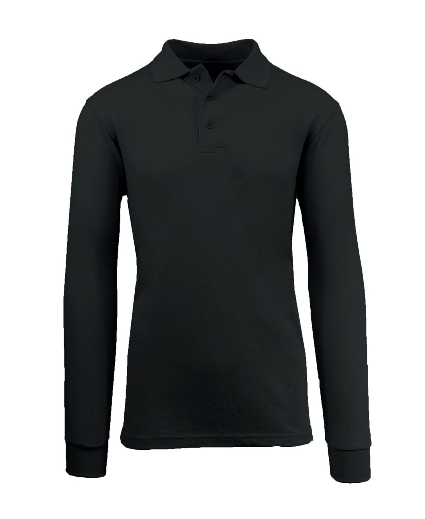 Мужское поло Galaxy By Harvic Long Sleeve Pique Polo Shirt, цвет: Чёрный — фото 1