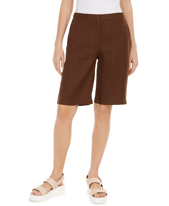 Eileen Fisher Organic Linen Bermuda Shorts - Macy's