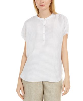 Eileen Fisher - Silk Band-Collar Top