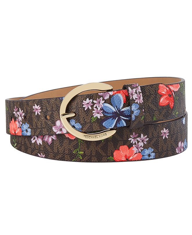 Michael Kors Floral-Print Logo Belt & Reviews - Handbags & Accessories ...