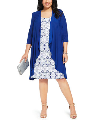 R & M Richards Plus Size Printed Dress and Jacket - Macy's