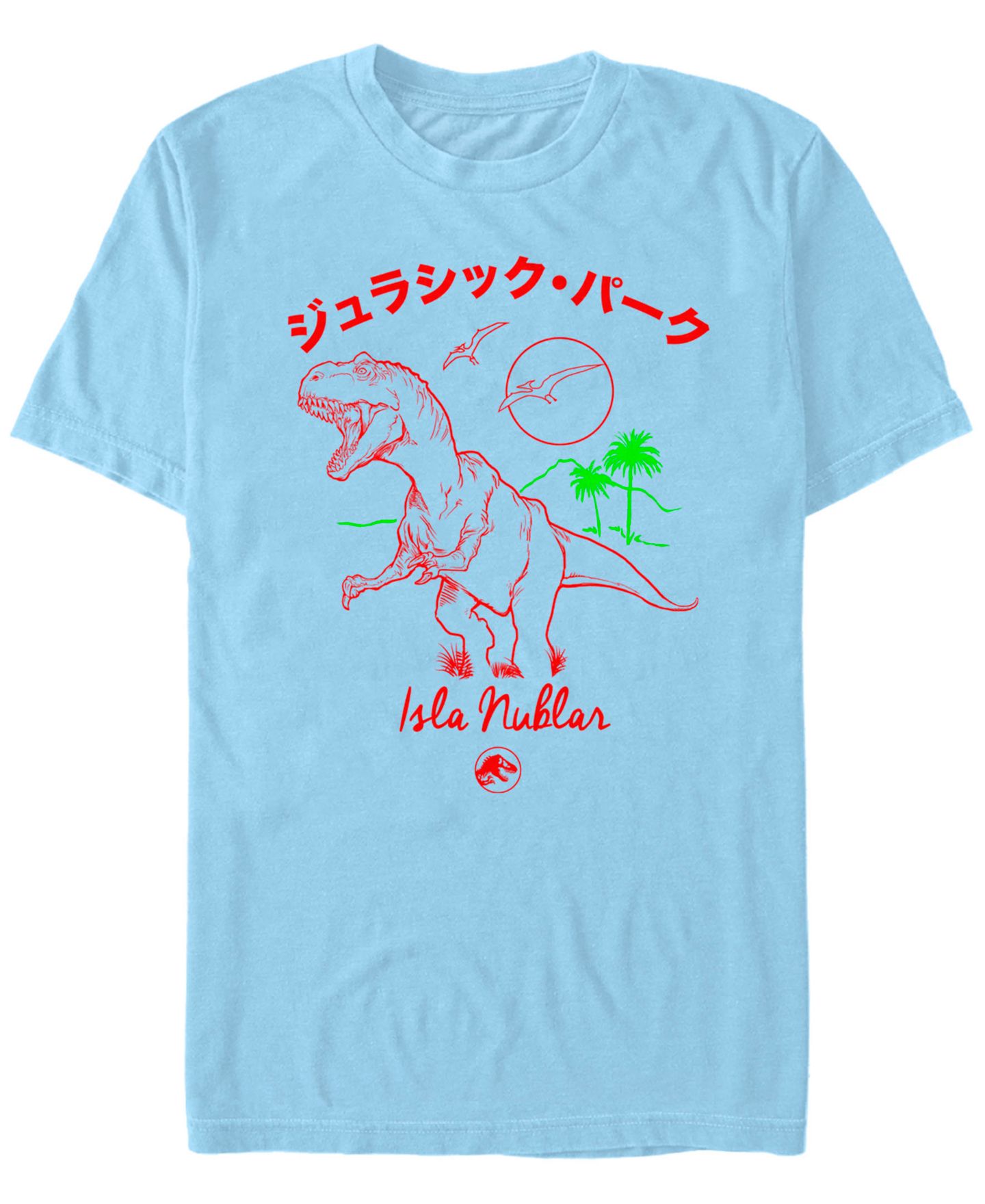Мужская футболка Fifth Sun Jurassic Park Kanji Isla Nublar Short Sleeve, цвет: Светлый синий — фото 1