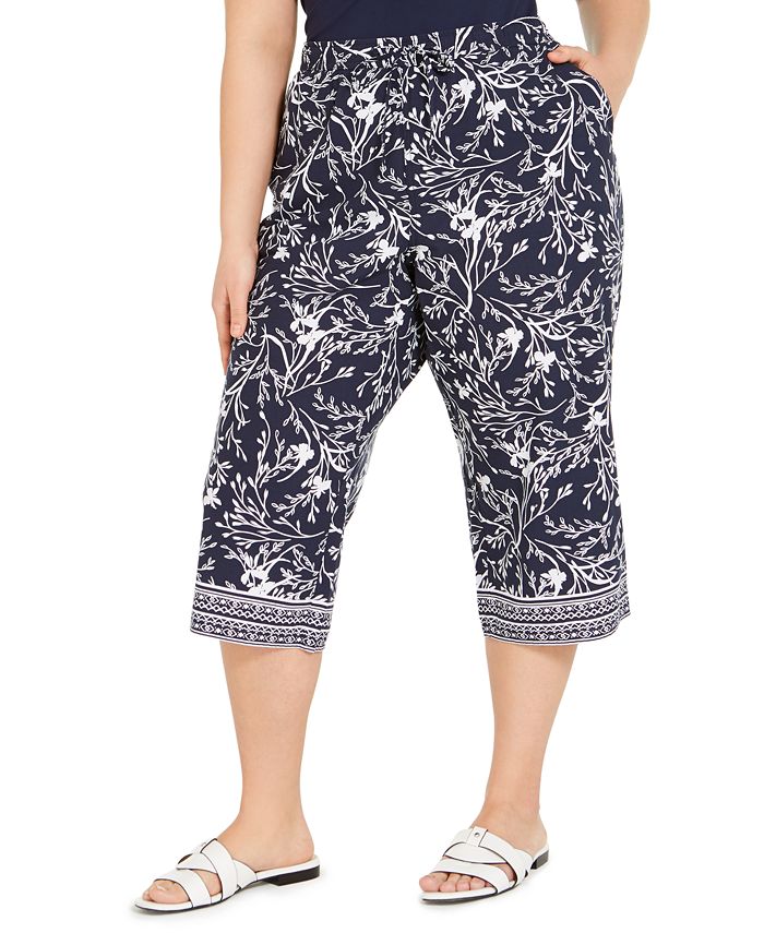 Karen Scott Plus Size Printed Border Capri Pants, Created for Macy's ...