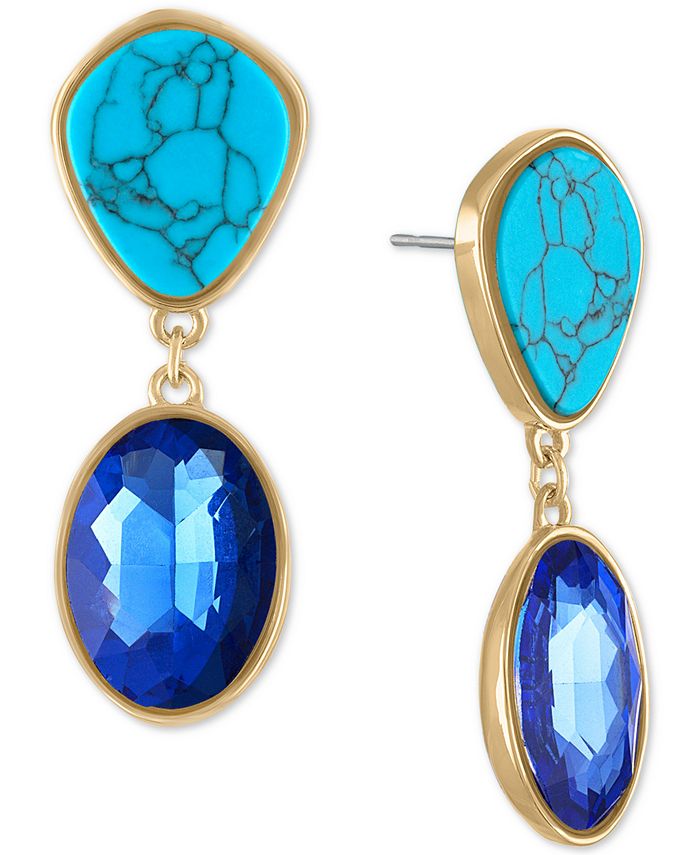 RACHEL Rachel Roy Gold Tone Imitation Turquoise Blue Crystal