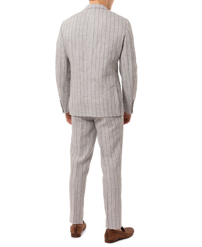 Tallia Men's Slim-Fit Wide Stripe Light Gray Linen Suit Separates - Macy's