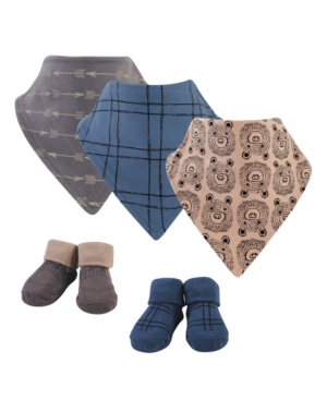 Hudson Baby Baby Girls and Boys Bear Bib and Sock Set Pack of 5