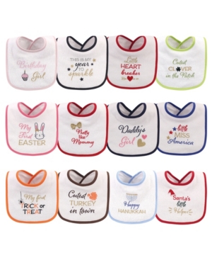 Hudson Baby Baby Girls Holiday Girls Sparkle Terry Drooler Bibs with Fiber Filling Pack of 12