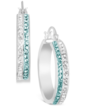 image of Essentials Fine Silver-Plated Small Crystal Hoop Earrings, 1.04