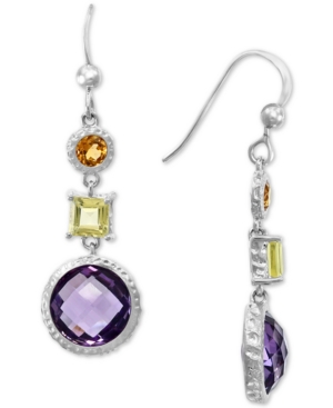image of Effy Multi-Gemstone Drop Earrings (8-1/2 ct. t.w.) in Sterling Silver