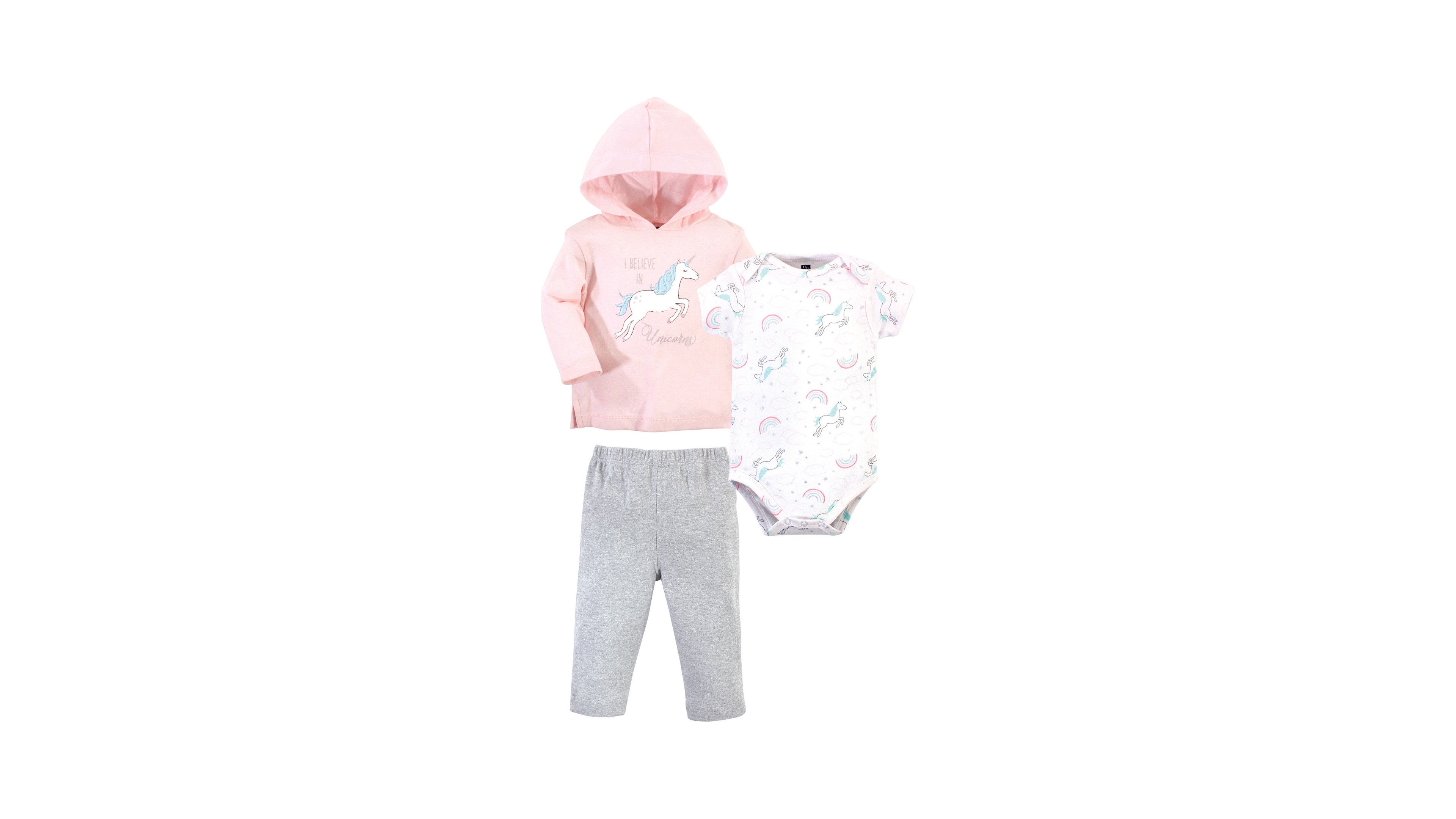 Hudson Baby Girls Cotton Hoodie, Bodysuit or Tee Top and Pant Set