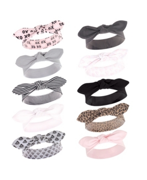 image of Hudson Baby Baby Girls Xoxo and Synthetic Headbands, Pack of 10