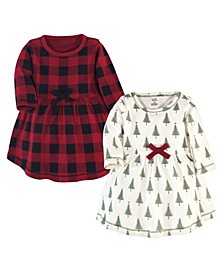 Toddler and Big Girls Tree Plaid Long-Sleeve Dresses, Pack of 2