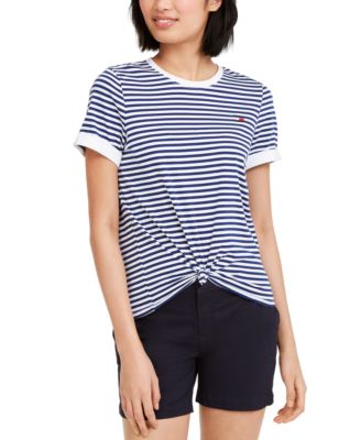 Striped Knot Front T-Shirt