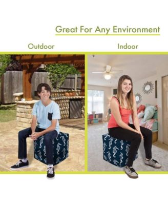 Sea Horse Ottoman Pouf Cube 17" x 17"