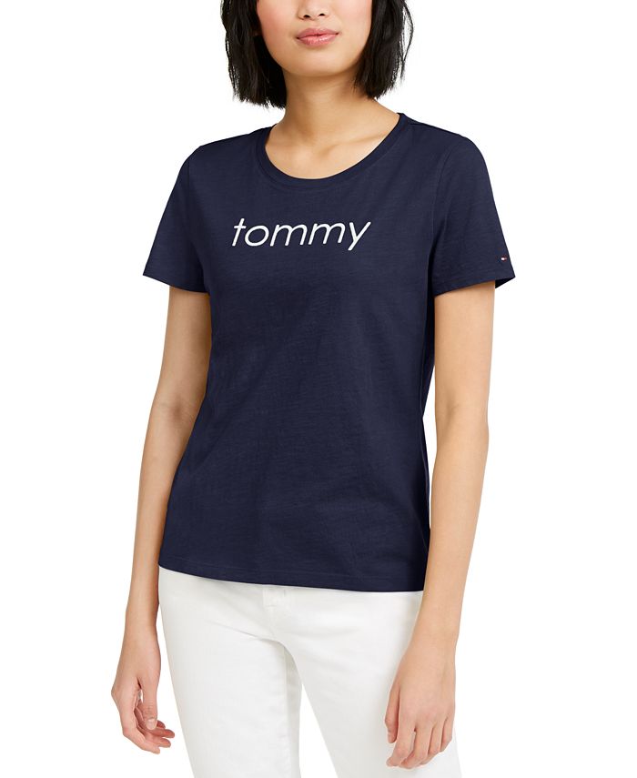 Tommy Hilfiger Cotton Logo-Print T-Shirt & Reviews - Tops - Women - Macy's