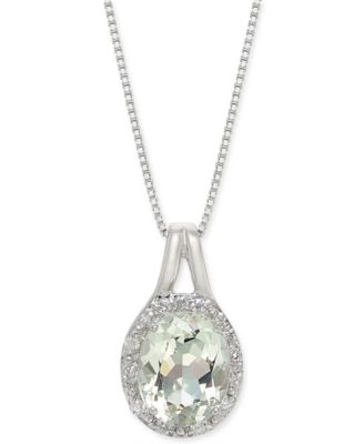 Macy's - Mint Quartz (2-1/3 ct. t.w.) & White Topaz (1/10 ct. t.w.) 18" Pendant Necklace in Sterling Silver