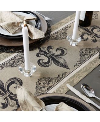 Fleur De Lis Stripe Jacquard Table Runner