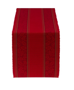 Design Imports Holly Stripe Jacquard Table Runner