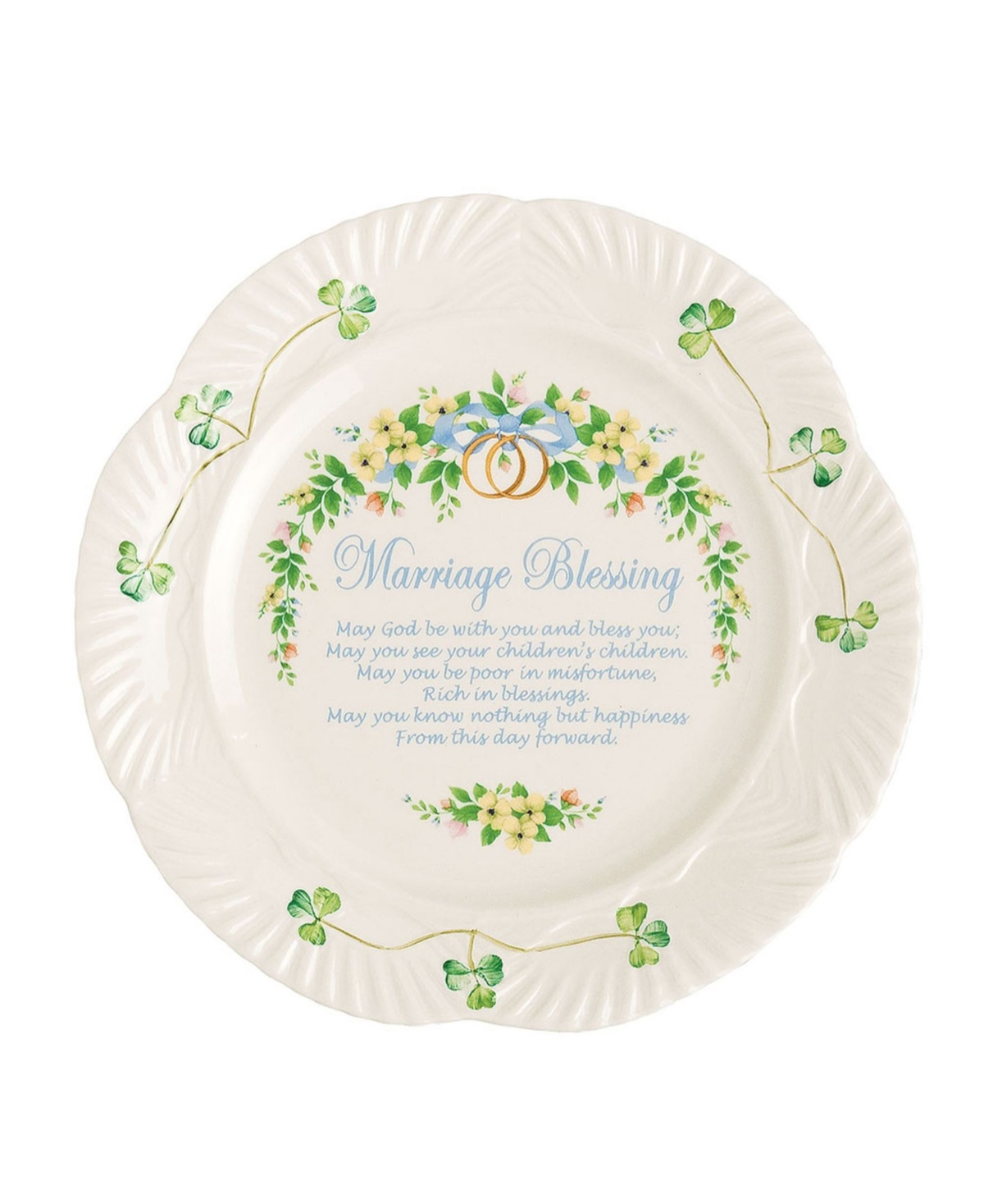 Belleek Pottery Marriage Blessing Plate In Multi