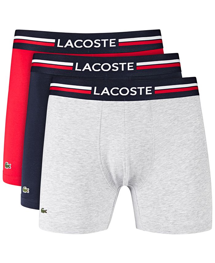 Multi colour Lacoste Mens 3-Pack Long Stretch Cotton Boxer Briefs - Get The  Label