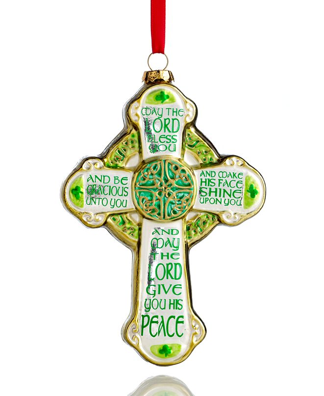 Holiday Lane Glass Green Irish Cross Ornament, Created for Macy's ...