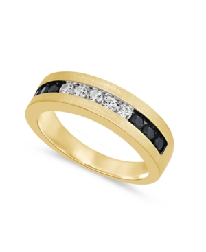 image of Men-s Black & White Diamond (3/4 ct. t.w.) Ring in 10K Yellow Gold