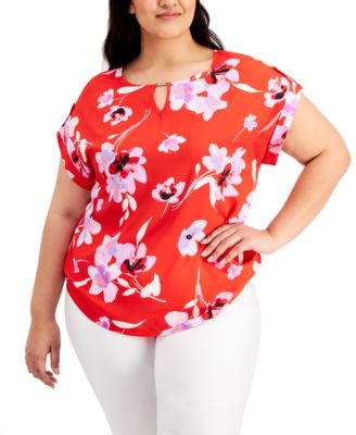 plus size red dressy tops