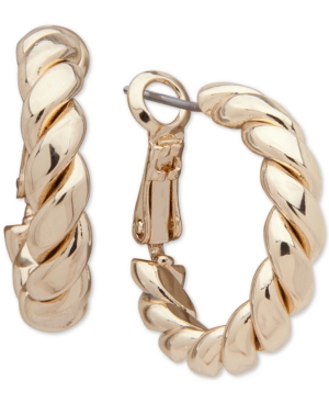 image of Anne Klein Gold-Tone Small Twisted Tube Hoop Earrings, 0.8