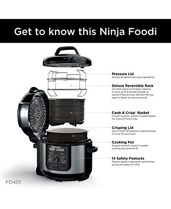 NINJA Foodi 8 qt. XL 12-in-1 Stainless Steel Electric Multicooker Air Fryer Pressure  Cooker (OS401) OS401 - The Home Depot