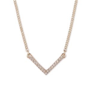 image of Dkny Gold-Tone Crystal Chevron Statement Necklace, 16
