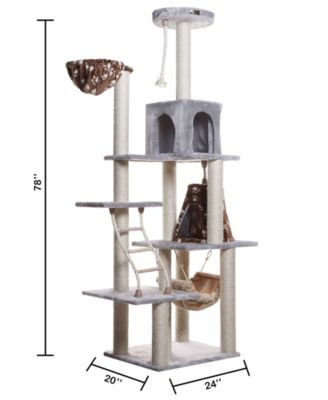 Real Wood Cat Climber Play House, A7802 Cat furniture With Playhouse, Lounge Basket